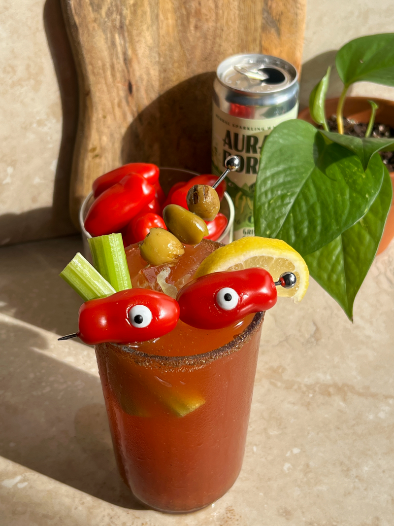 aura bora sparkling water green bean casserole bloody mary