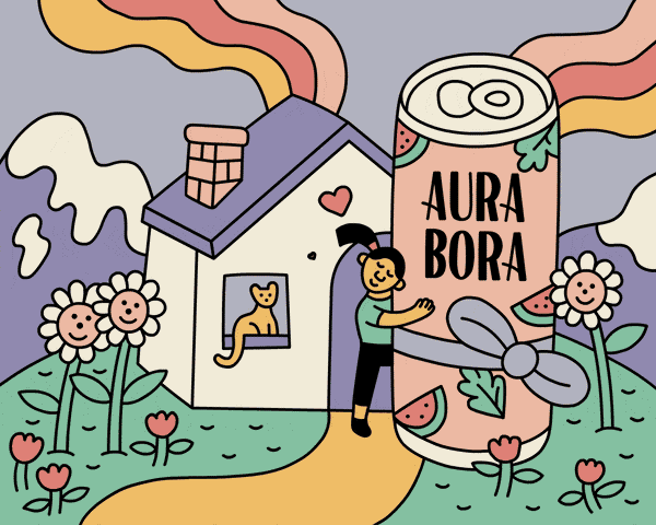 Animated GIF of receiving Aura Bora at the door